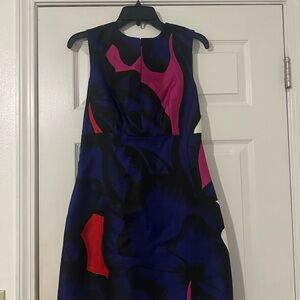 Diane Von Furstenberg Floral Sleeveless Dress in Blue and Pink